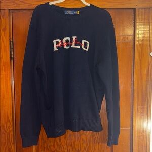 👔🧶 Polo Ralph Lauren Men’s Navy Logo Knit Sweater – XXL ✨